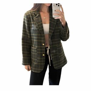 Celine Plaid Green Women's Blazer